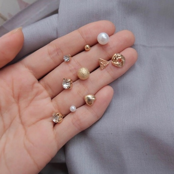 Golden Post Earring Set 12-pack - Picture 3 of 4